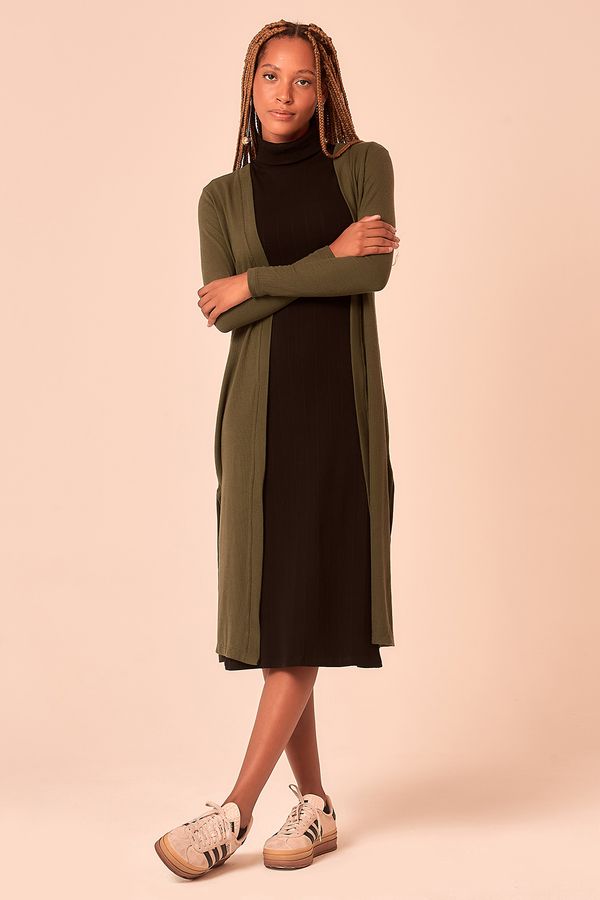 Cardigan Canelado Rústico - Verde