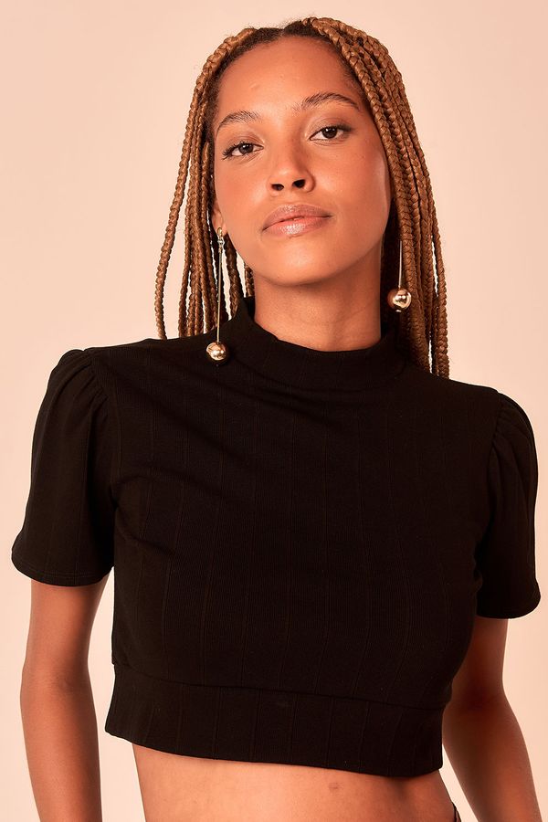 Blusa Malha Manga Bufante - Preto