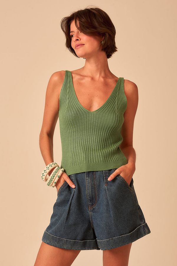 Regata Tricot Canelada - Verde