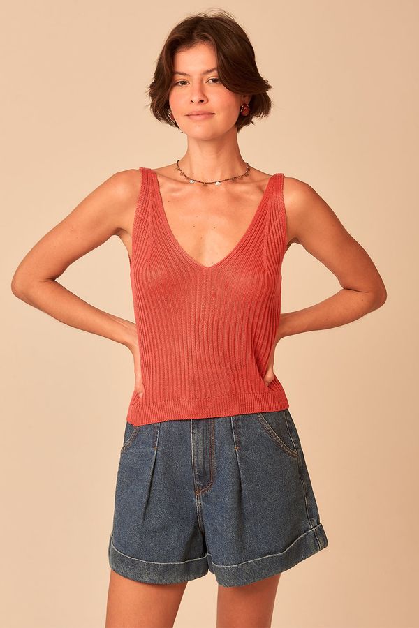 Regata Tricot Canelada - Rosa