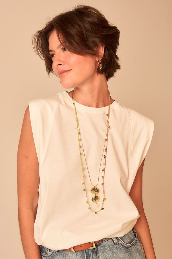 Blusa Malha Recorte Ombro - Off White