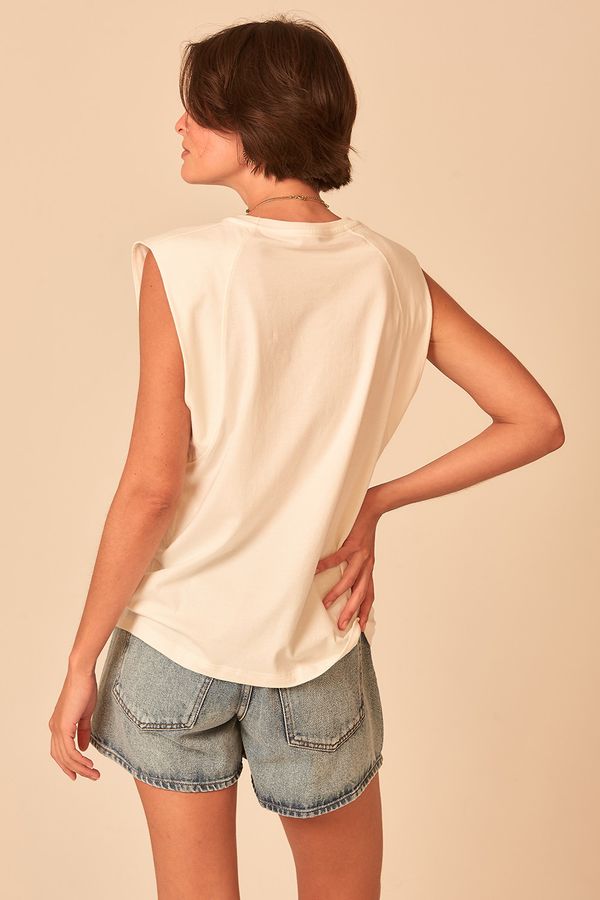 Blusa Malha Recorte Ombro - Off White