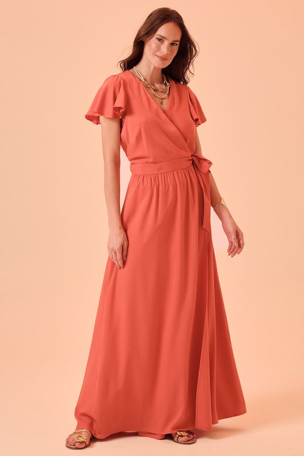 Vestido Longo Transpassado Raiar - Vermelho