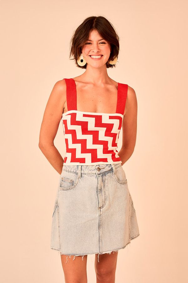 Blusa Tricot Chevron - Vermelho
