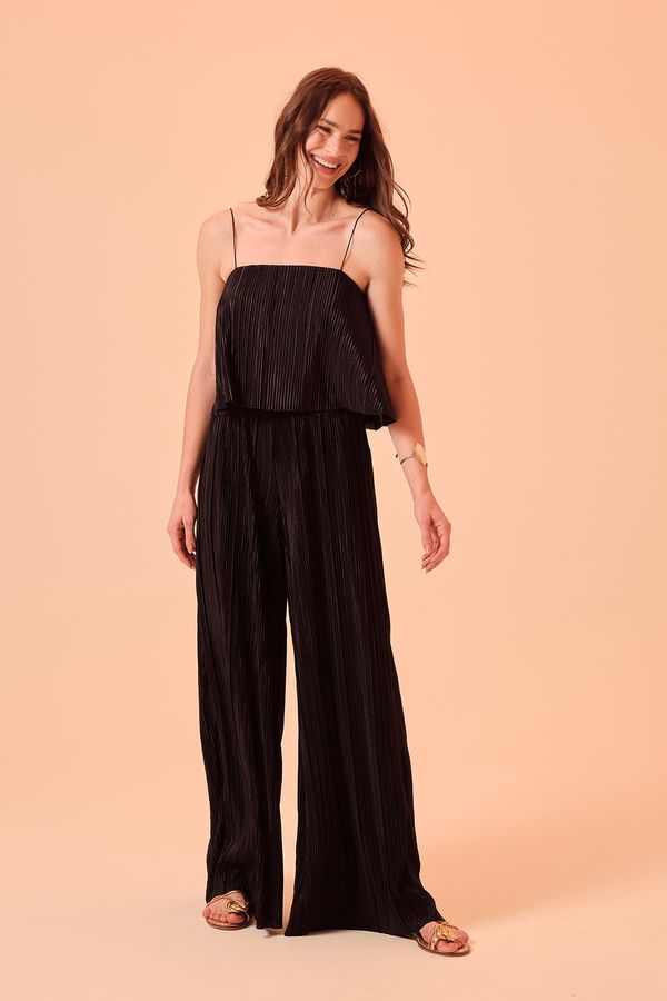 Blusa Malha Plissada - Preto