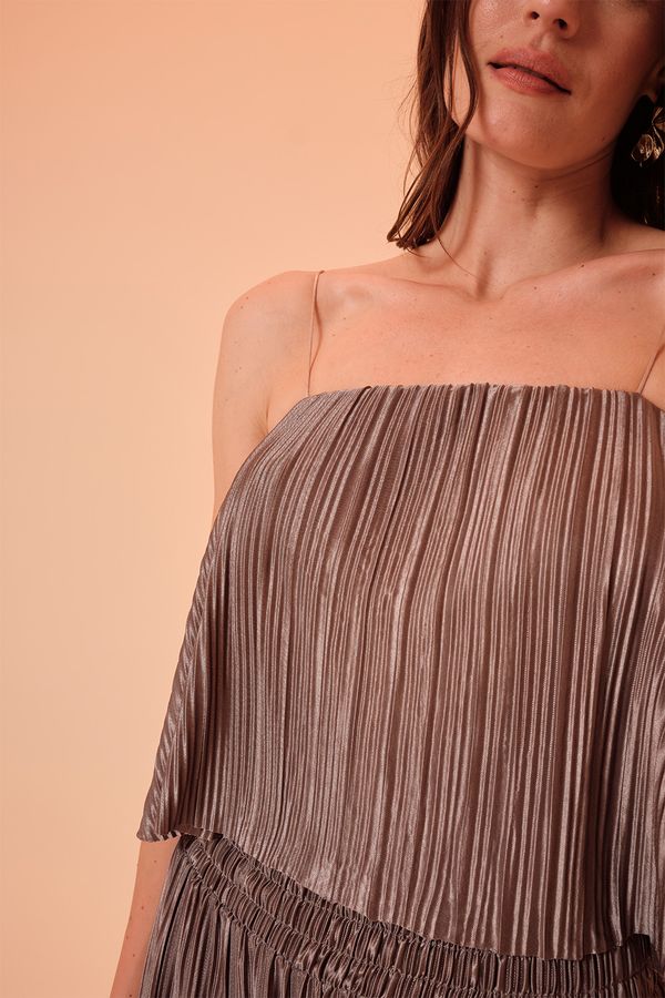 Blusa Malha Plissada - Prata