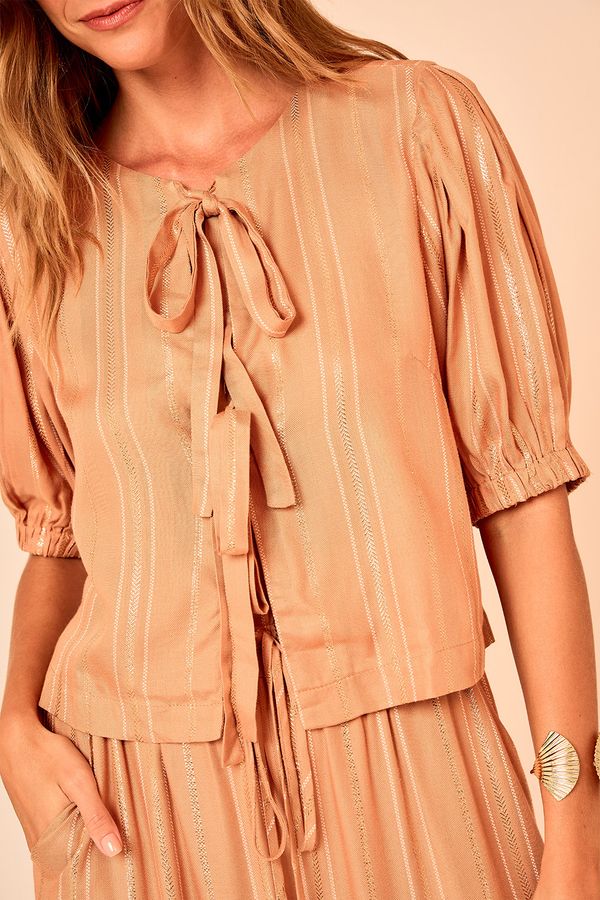 Blusa Chevron Lurex - Bege