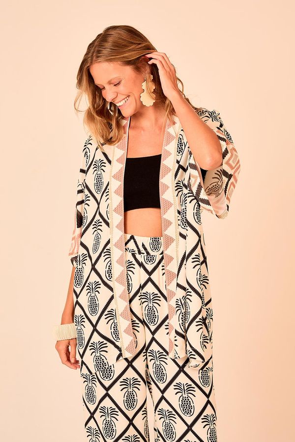 Kimono Abacaxi Barrado - Estampado