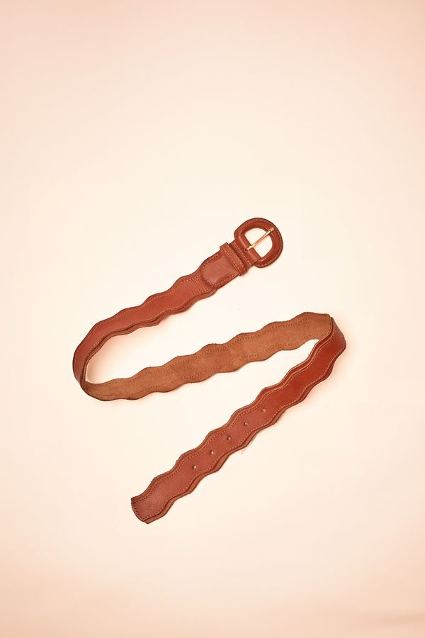 Cinto Couro Ondas - Caramelo