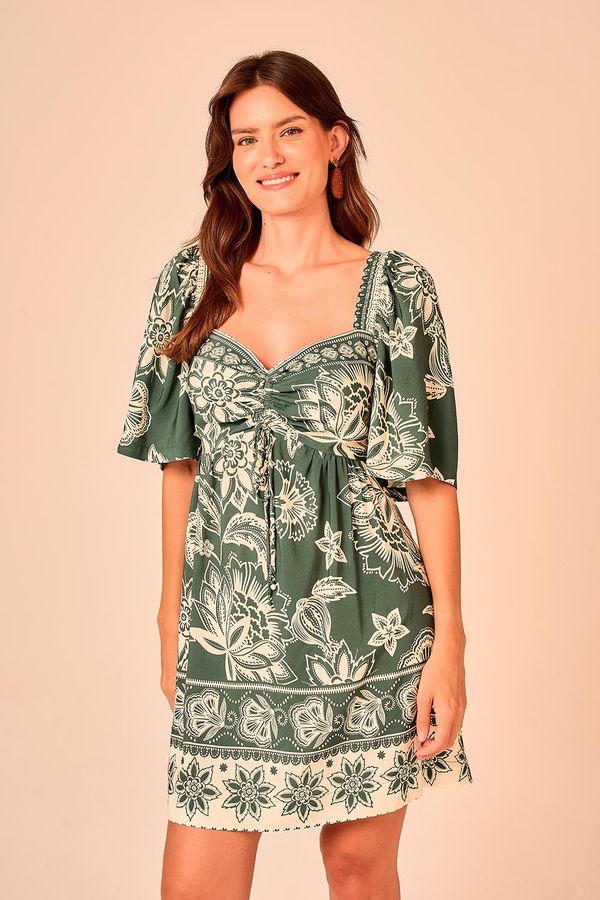 Vestido Curto Jardim Bicolor - Estampado