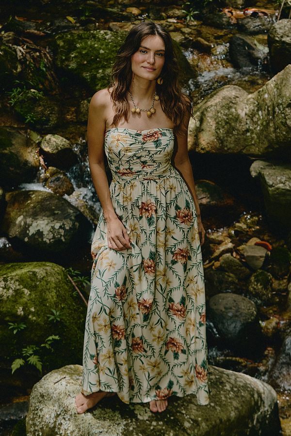 Vestido Cropped Floral Lotus - Estampado