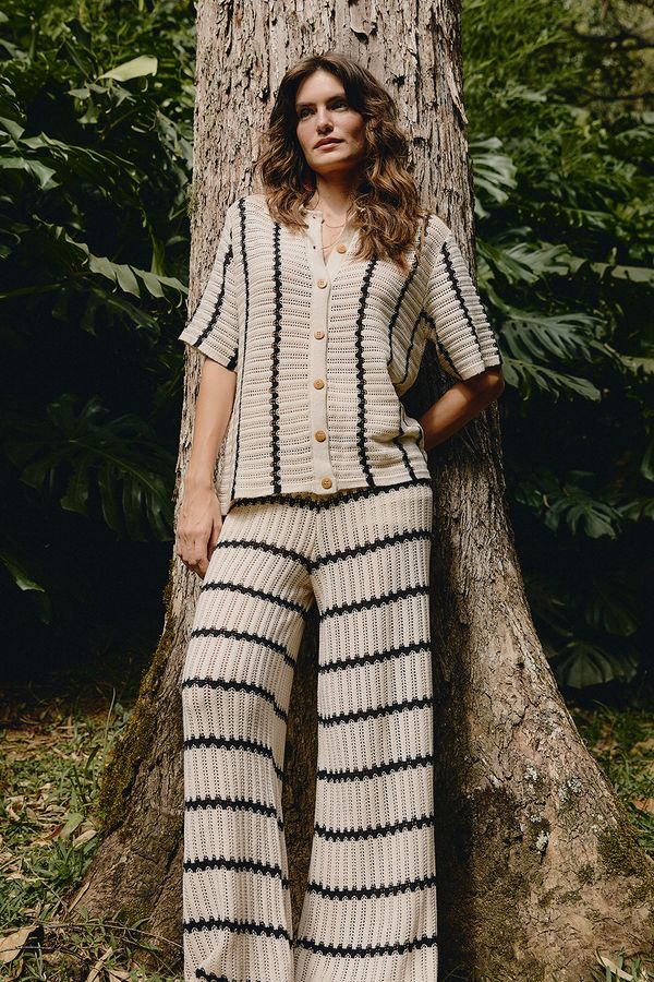Camisa Tricot Listras - Areia