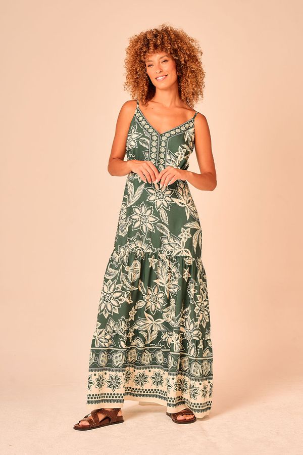 Vestido Cropped Jardim Bicolor - Estampado