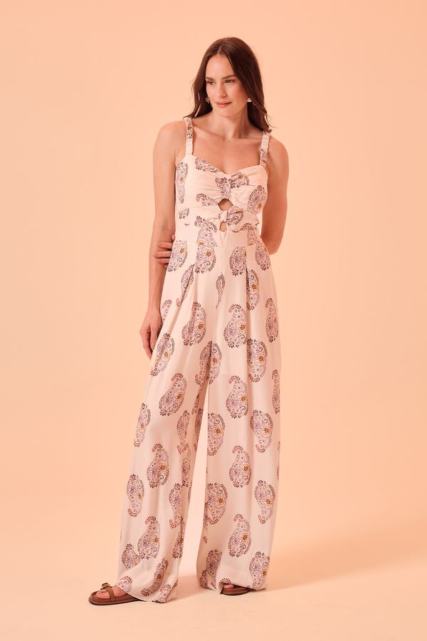 Macacao Pantalona Bandana Floral - Estampado