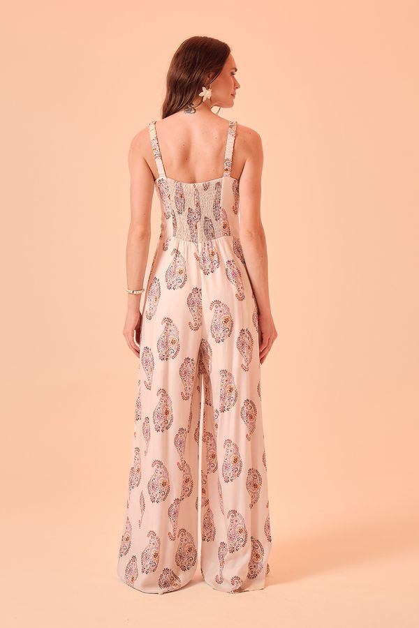 Macacao Pantalona Bandana Floral - Estampado