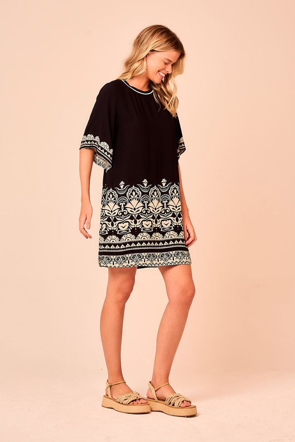 Vestido Curto Barrado Flora - Estampado