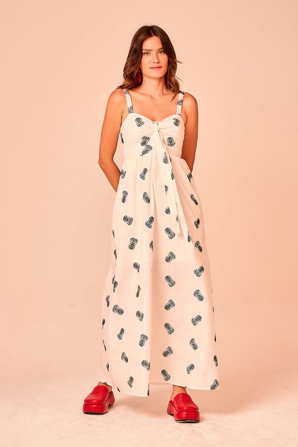 Vestido Cropped Bordado Abacaxi - Off