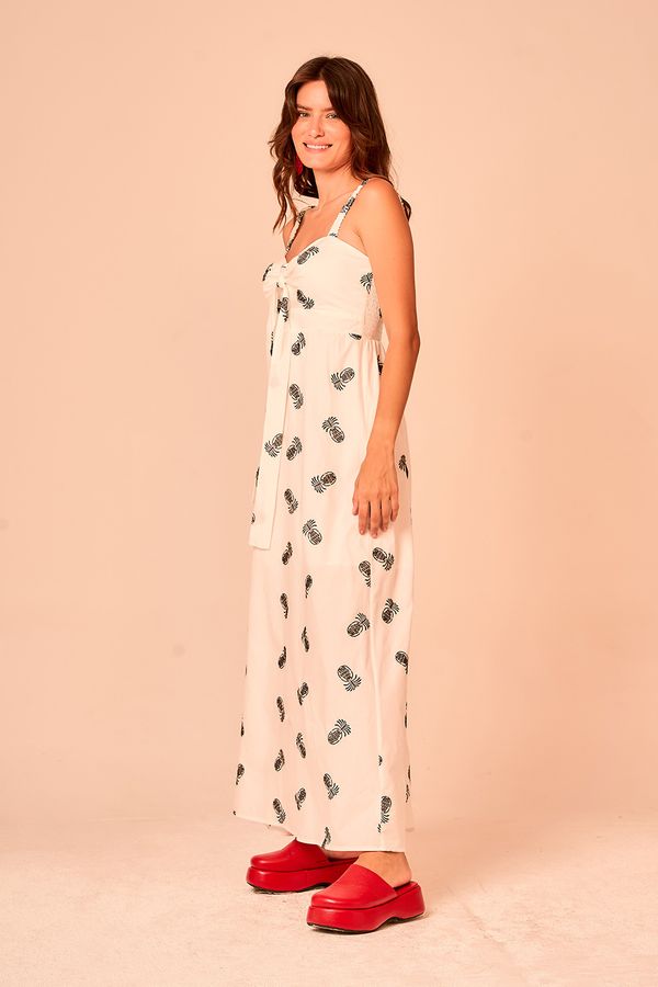 Vestido Cropped Bordado Abacaxi - Off