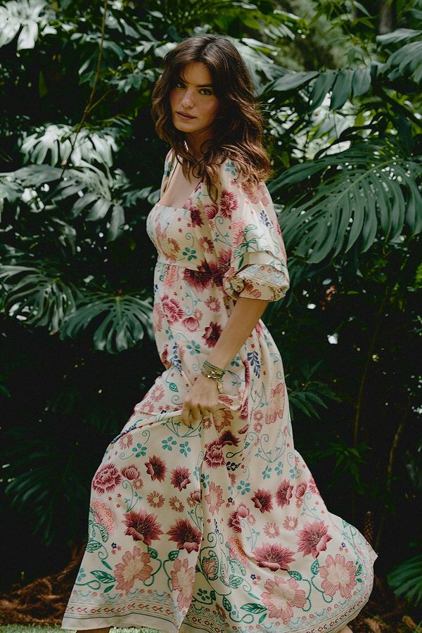 Vestido Longo Jardim Primavera - Estampado
