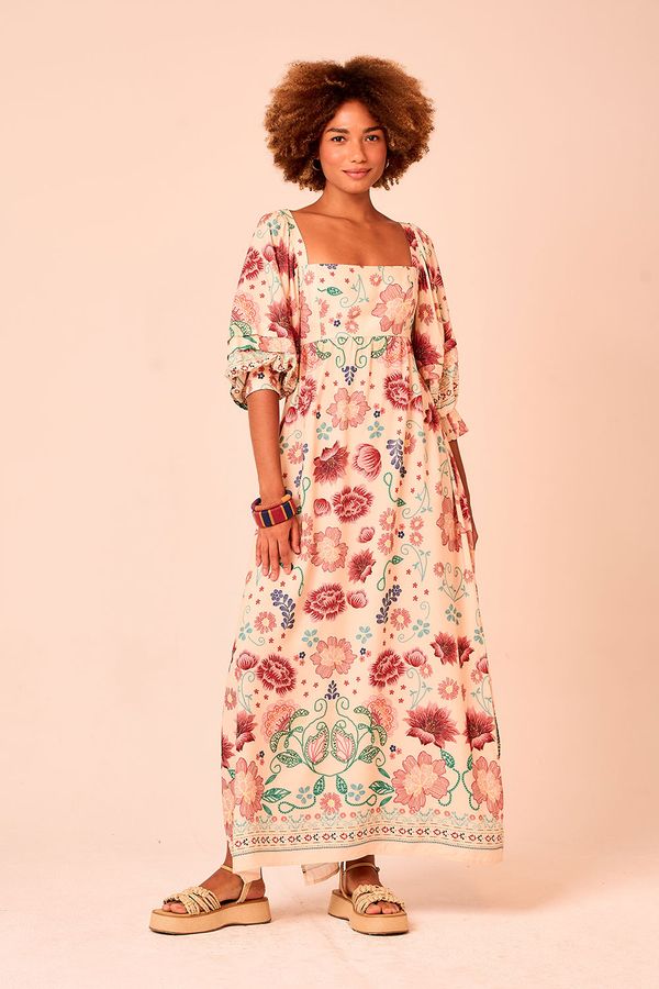Vestido Longo Jardim Primavera - Estampado