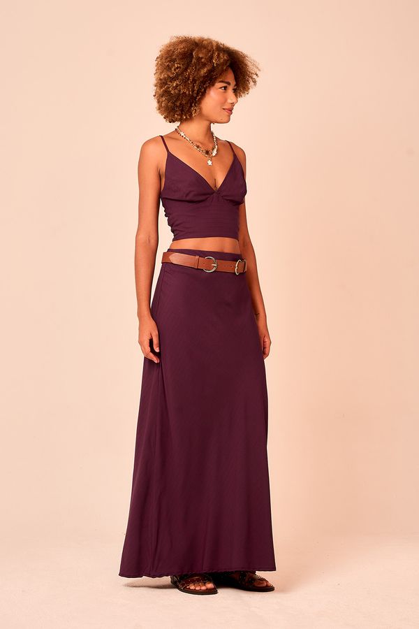 Saia Cropped Florenca - Roxo Berinjela