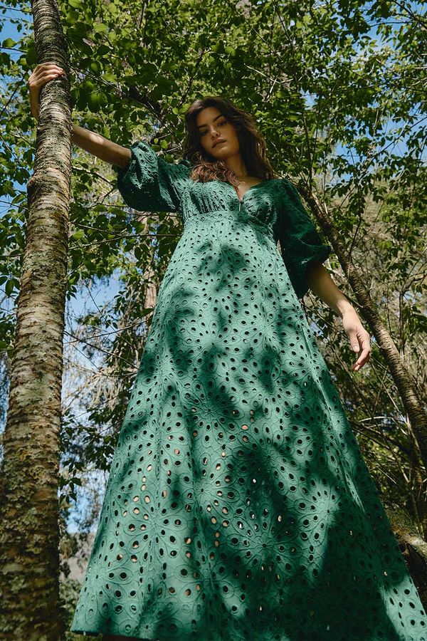 Vestido Laise Flower - Verde Selva