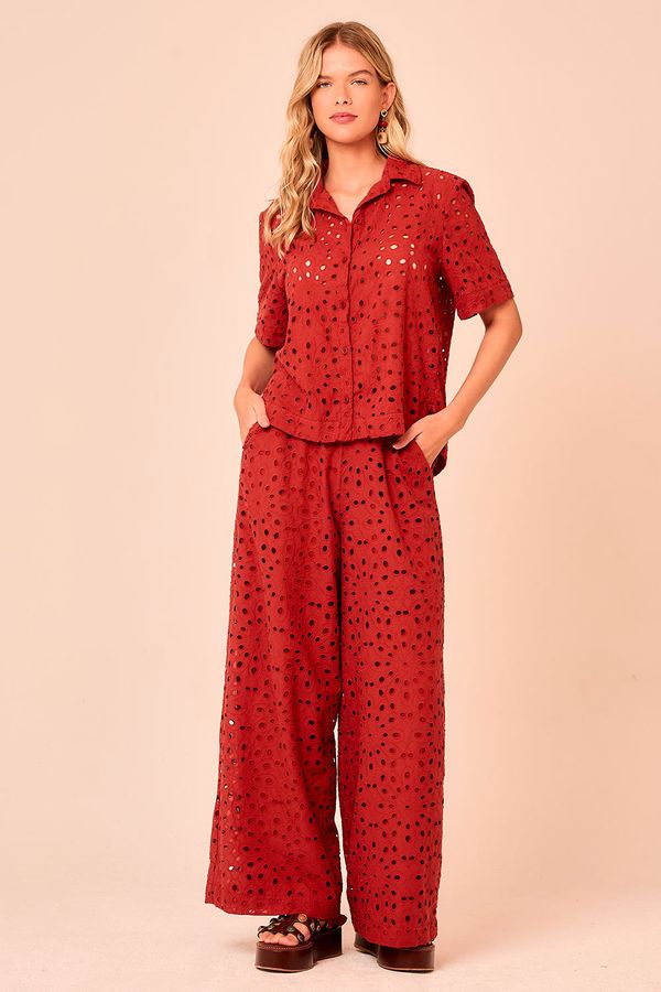 Calça Laise Flower - Vermelho Tinto