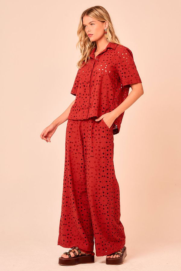 Calça Laise Flower - Vermelho Tinto