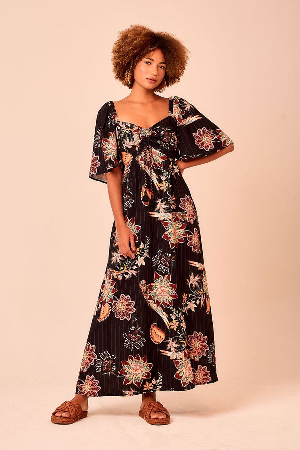 Vestido Cropped Arara Bordada Lurex - Estampado