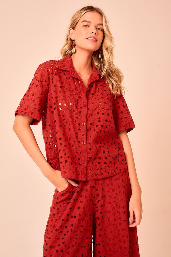 Camisa Laise Flower - Vermelho Tinto