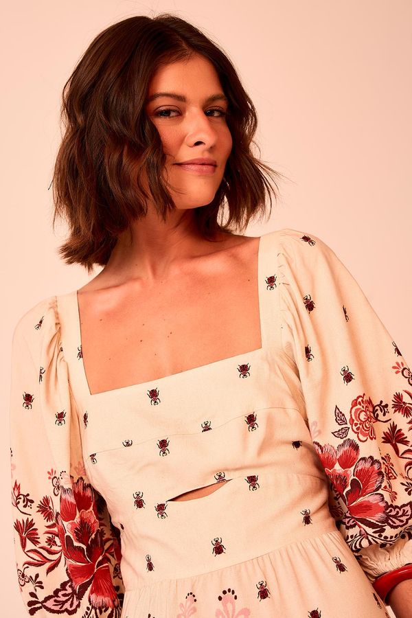 Vestido Curto Fauna Bordada - Estampado