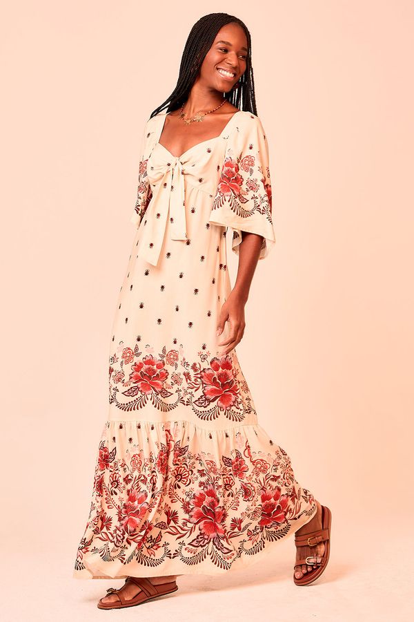 Vestido Cropped Fauna Bordada - Estampado