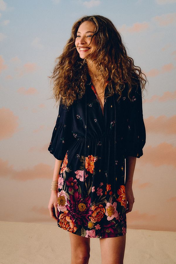Vestido Curto Natureza Vintage - Estampado