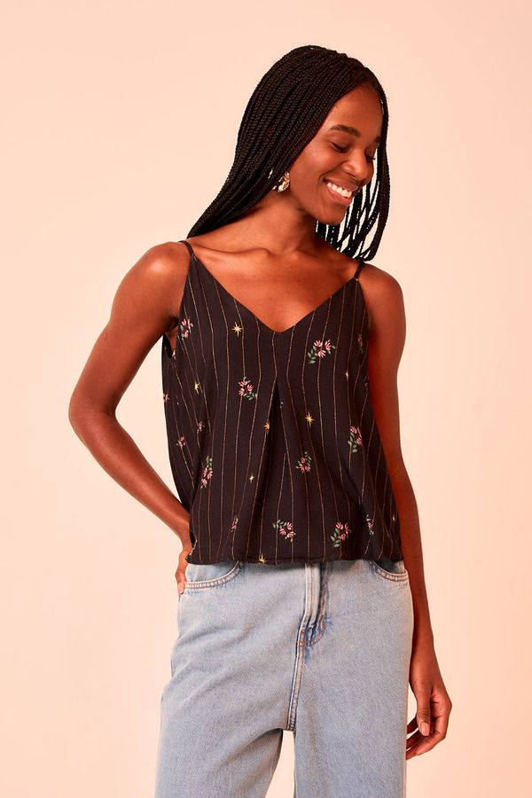 Blusa Natureza Vintage Lurex - Estampado