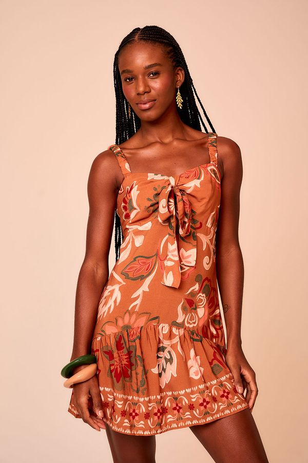 Vestido Curto Flor de Outono - Estampado