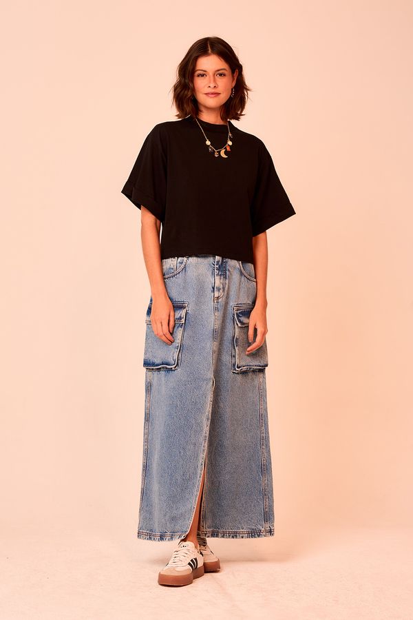 t Shirt Malha Gola Alta - Preto