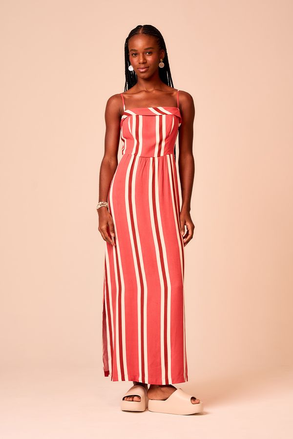 Vestido Cropped Listra Linen - Estampado