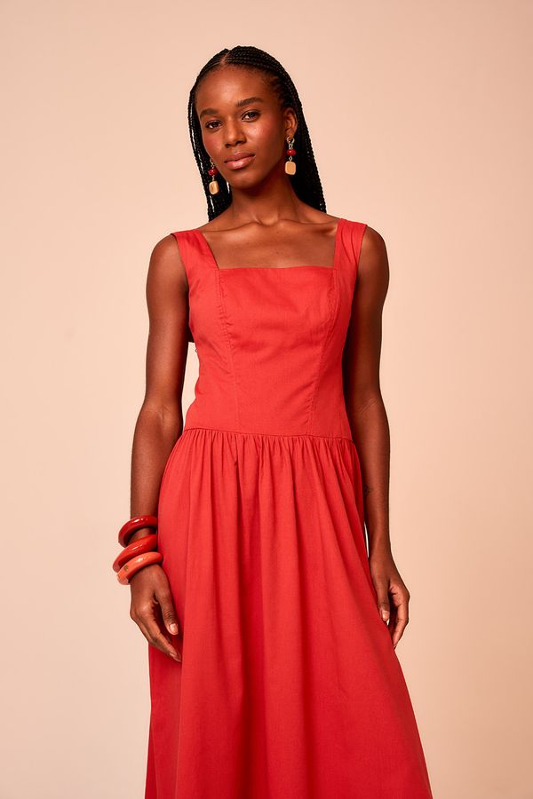 Vestido Cropped Cacau - Vermelho Tinto