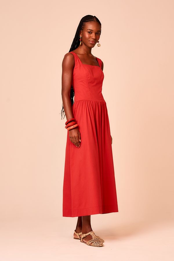 Vestido Cropped Cacau - Vermelho Tinto
