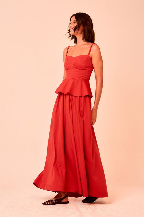 Saia Cropped Cacau - Vermelho Tinto