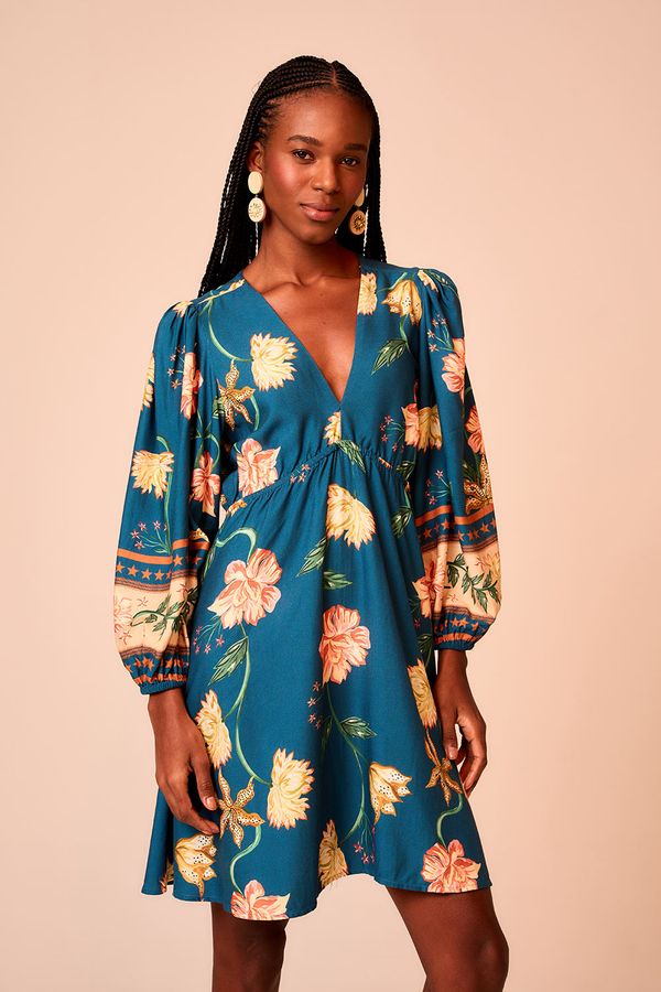 Vestido Curto Floral Noturno - Estampado