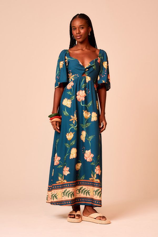 Vestido Cropped Floral Noturno - Estampado