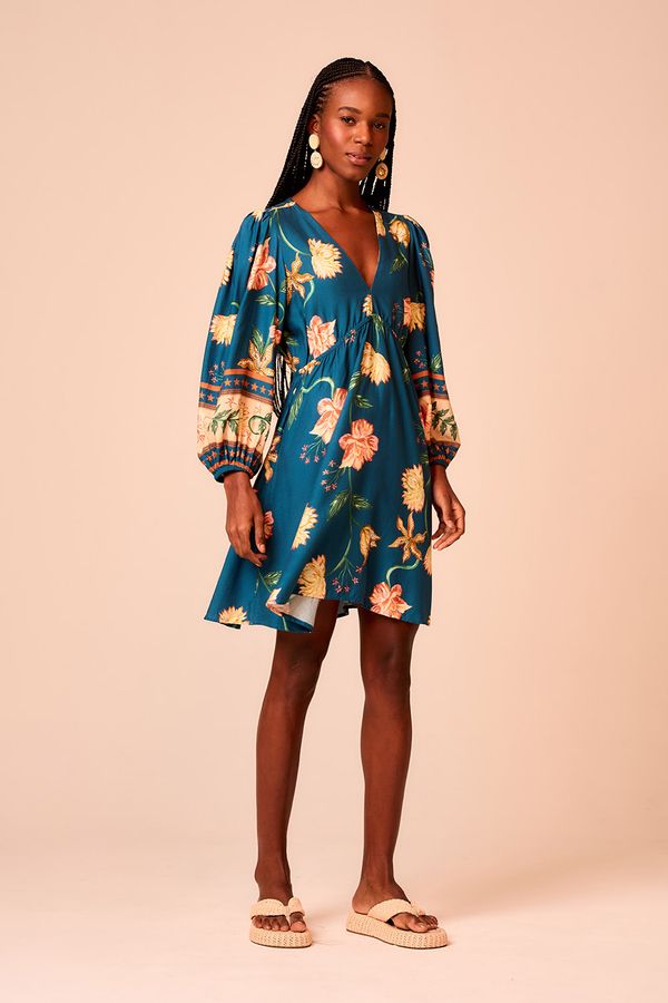 Vestido Curto Floral Noturno - Estampado