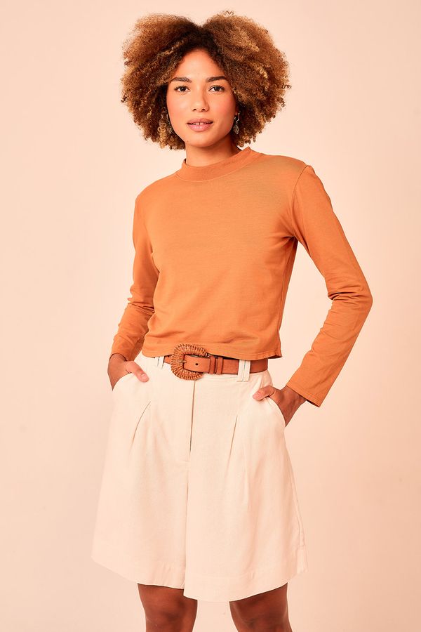 Blusa Manga Longa Basica - Caramelo